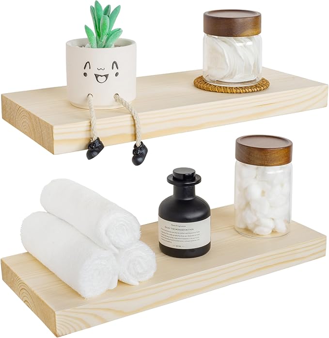 BGMG Wood Floating Shelves for wall 18 inch, Rustic Wooden Wall Mount Shelves