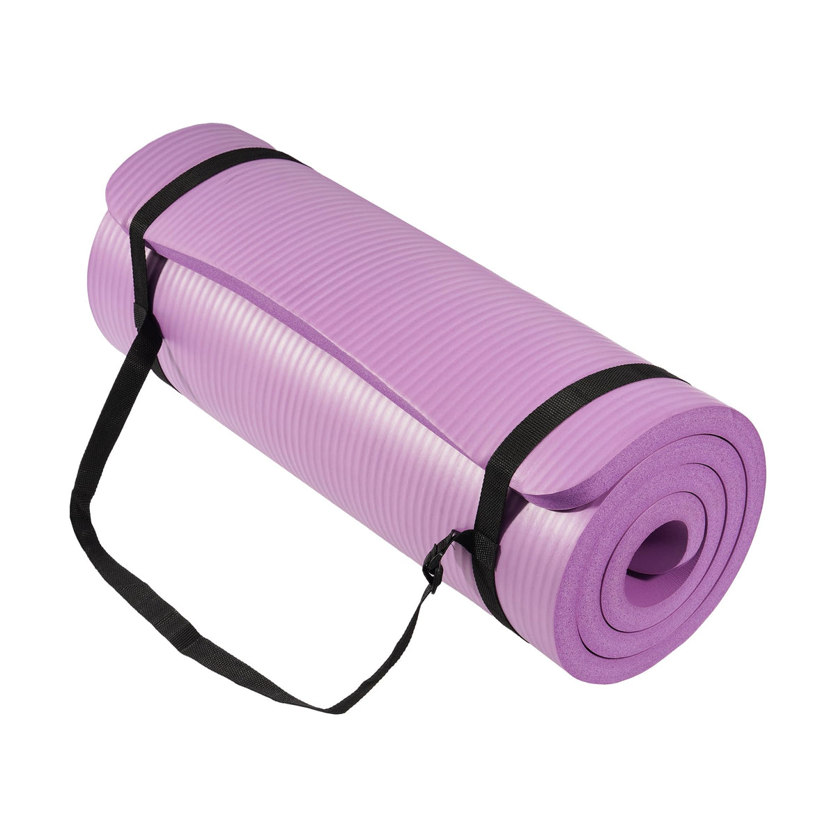 BalanceFrom Yoga Mat 1-Inch Extra Thick High-Density Exercise Mat with Non-Slip Surface & Carry Strap, Taro Purple