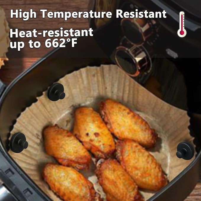 Air Fryer Liner Silicone Magnets 8Pcs, High Temp Resistant Parchment Paper Holder for Magnetic Air Fryers, Secures Disposable Paper Liner Safely, Prevents Burning & Food Covering (8pcs)