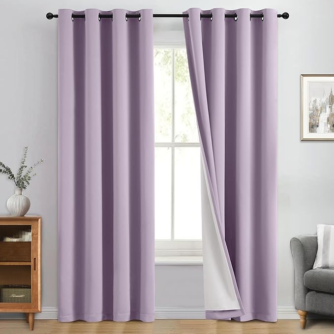 Yakamok 100% Blackout Curtain Panels 84 inches Cold and Light Blocking Drapes