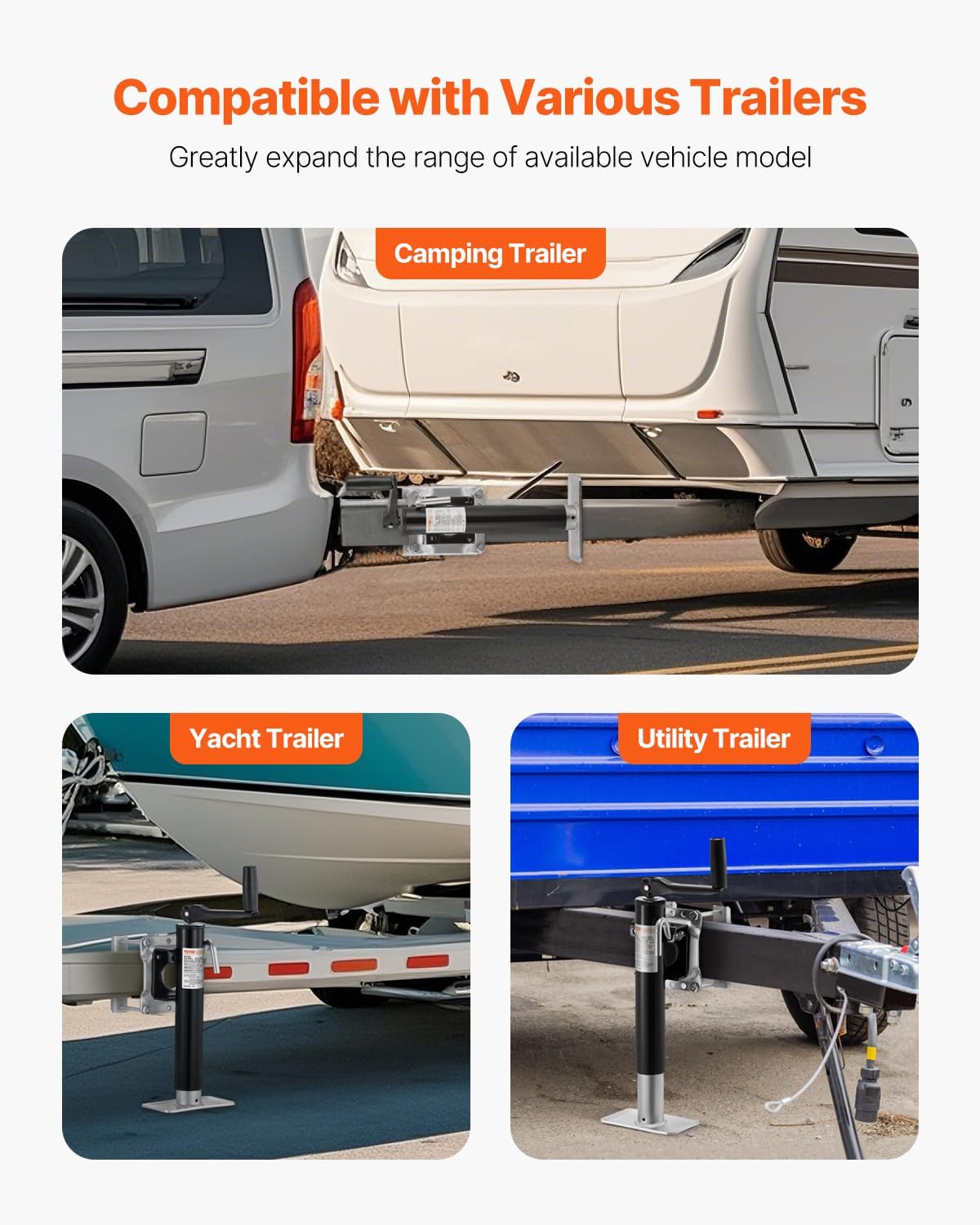 VEVOR Heavy Duty Trailer Jack - 2000 lbs Load Capacity | 10" Swivel Lift for RVs, Horse & Utility Trailers