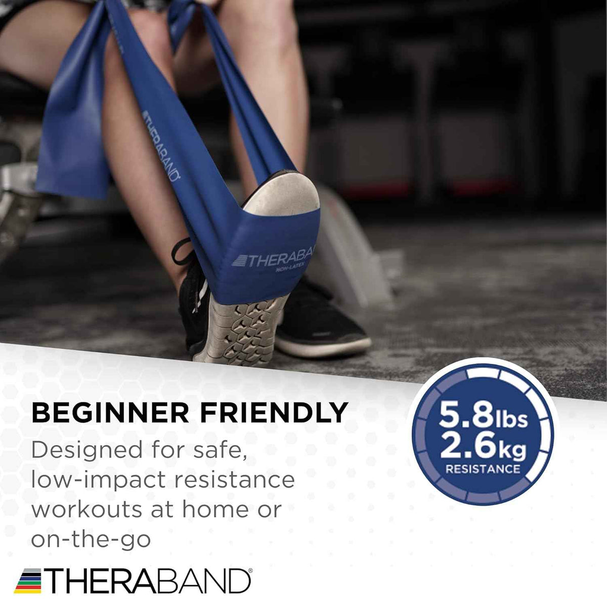 THERABAND Resistance Bands Set - Non-Latex Elastic Exercise Bands for Strength Training & Physical Therapy - Beginner Kit with Yellow, Red, Green