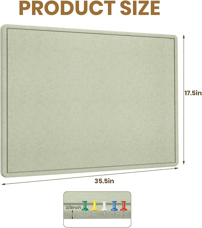 Bulletin Board - 35 x 17.5 inches Decorative Felt Pin Board - Cork Board