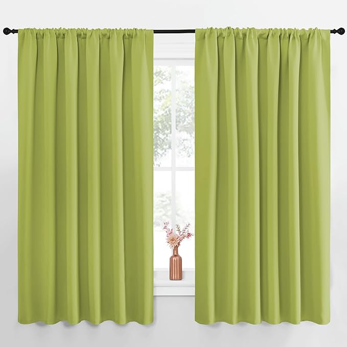 NICETOWN Blackout Curtains for Bedroom, Fresh Green, 1 Pair, 62 by 63-inch