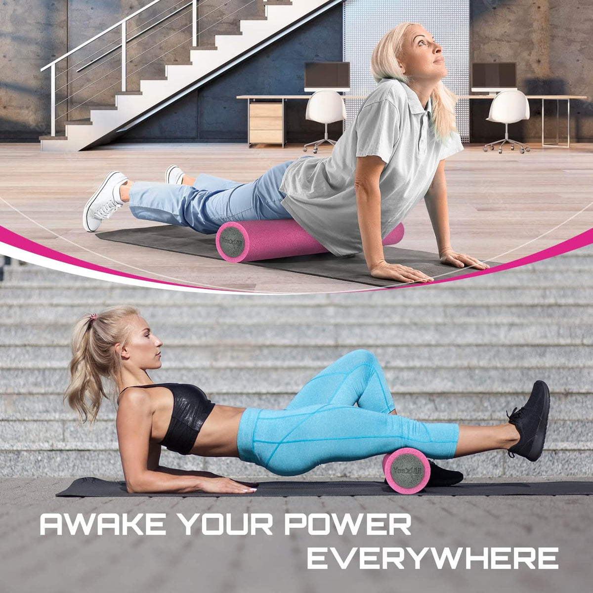 Yes4All High-Density EPP Foam Roller - Perfect for Yoga, Pilates & Stretching | 12, 18, 24, 36 Inch Sizes
