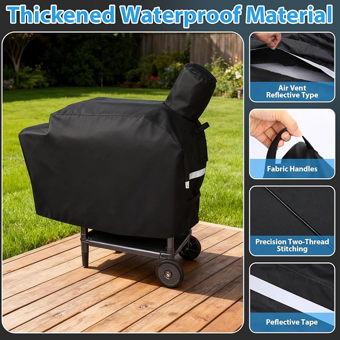 Utheer Grill Cover for Green Mountain Grill Daniel Boone Choice Grill, Heavy Duty 600D Waterproof Fabric Grill Cover for GMG-3001, Black