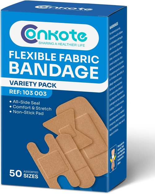 Conkote High Elasticity Bandages - Latex-Free Finger & Knuckle Protection, 50 Count Variety Pack