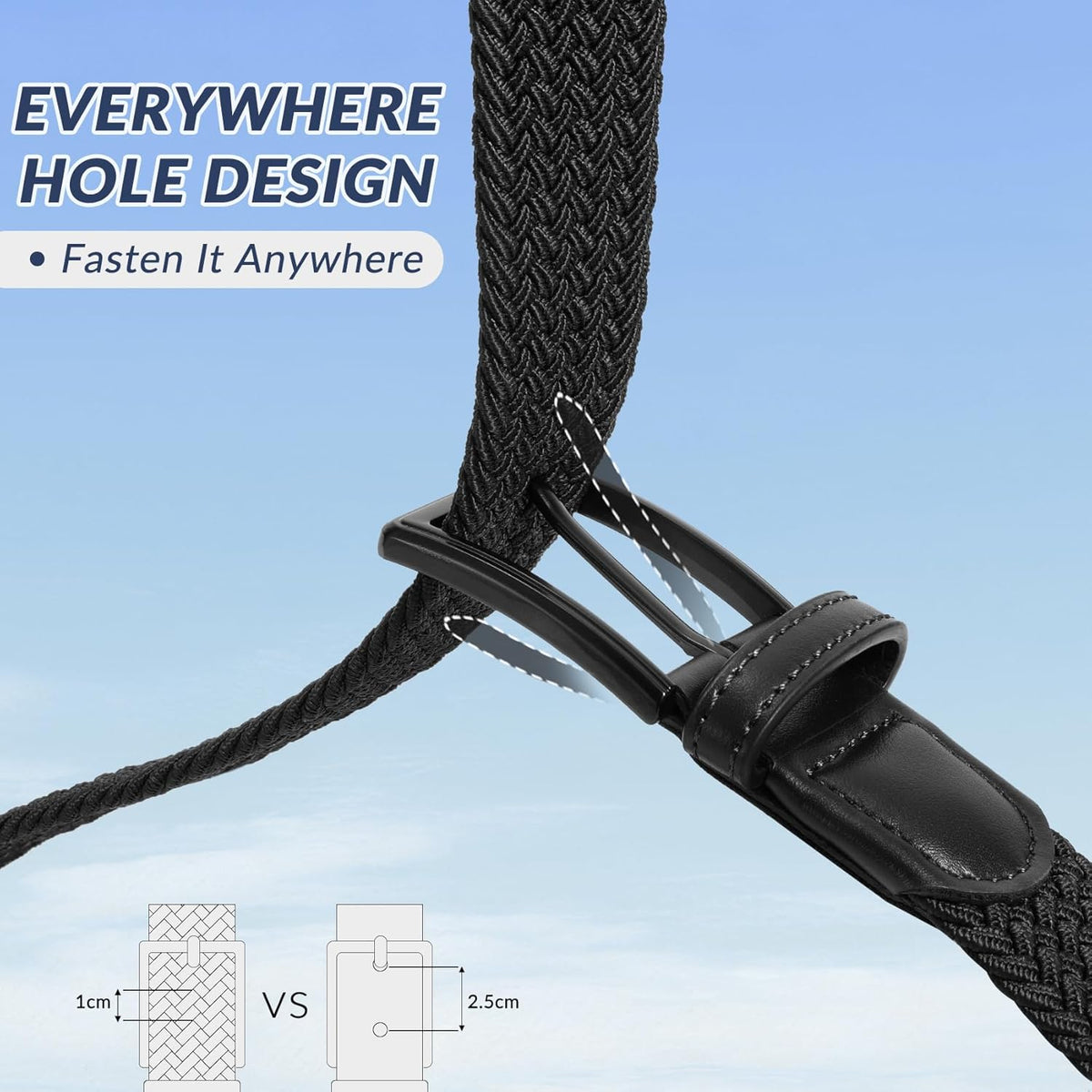Beltroad Elastic Braided Golf Belt - Lightweight No-Hole Design | Breathable Stretch for Casual Wear