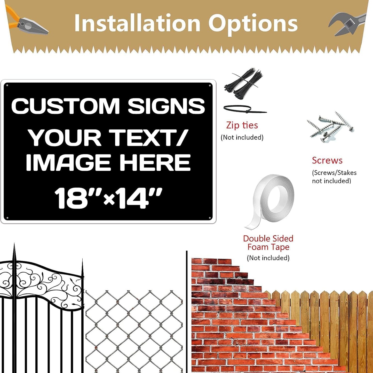 Custom Aluminum Weatherproof Metal Sign - 18 * 12Inch, Personalized Text & Picture, Black & White Traffic Regulation Horizontal Sign