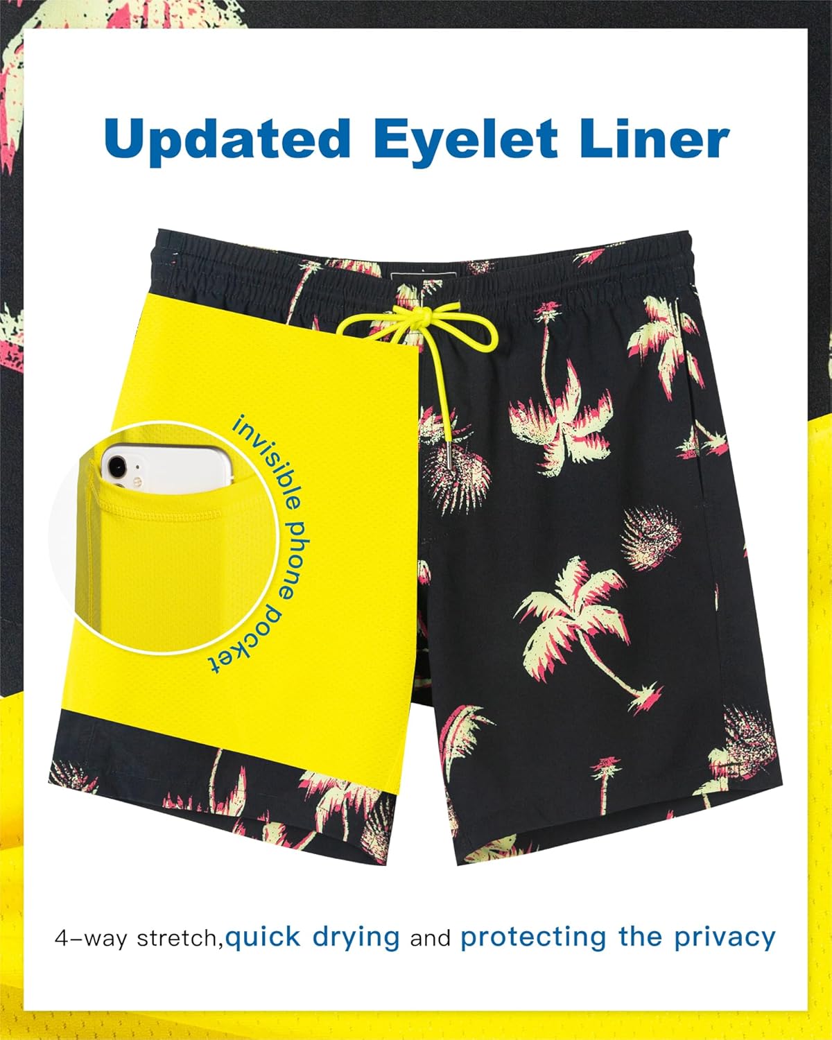 SURF CUZ Men's Swim Trunks - Quick-Dry 7" Swim Shorts with Compression Liner for Ultimate Comfort