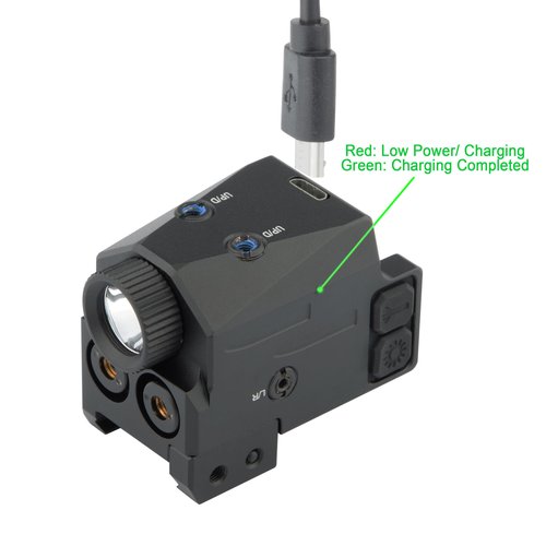 Pistol Light, Green/Red Laser Light Combo for 20mm Picatinny Rail Weapon Light Tactical Laser Flashlight USB Rechargeable