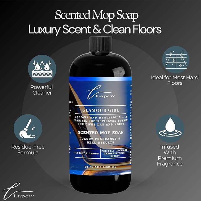 Lapew Glamour Girl Scented Cleaning Bundle | Carpet Deodorizer Powder (16 oz) & Mop Soap Concentrate (36 oz) | Pet-Friendly Odor Eliminator