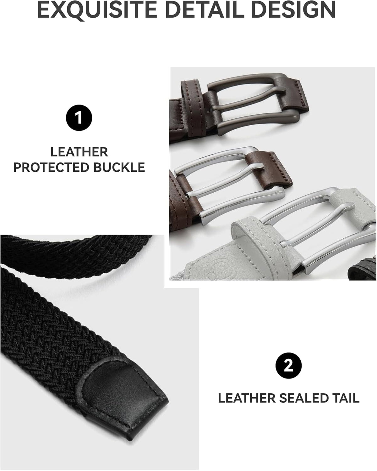 CHAOREN Men's Stretch Golf Belt - 1 3/8" Elastic Braided Design for Casual Summer Wear