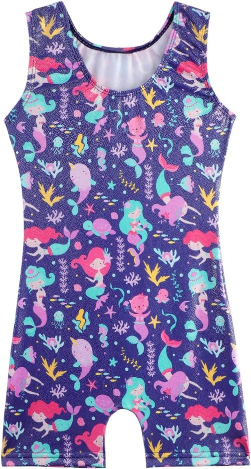 Alakuoti Girls' Gymnastics Leotard - Cute Floral Unitard with Shorts | Sizes 2-10 Years