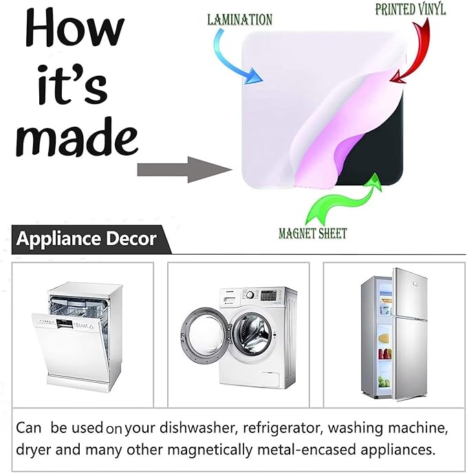 Generic Blooming Daisies Dishwasher Magnet Cover, White Flowers Magnetic Sticker for Fridge Washing Machine Cabinets, Country Floral Dishwasher Door Panel Decal Kitchen Decorative, Reusable, 23Wx26H