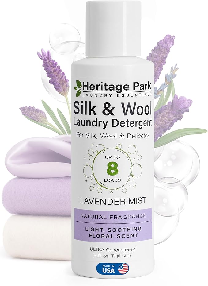Heritage Park Silk & Wool All-Natural Lavender Mist Scent, pH-Neutral Laundry Detergent - Enzymes-Free, Ultra Concentrated (4 fl oz Trial Size)