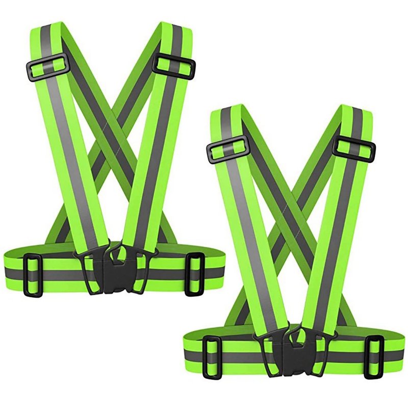 SAGOOITS Reflective Safety Vest 2pcs - High Visibility Vest Adjustable Straps for Outdoor Jogging, Cycling, Walking,Construction Workers,Traffic Control,and Outdoor. Fits Men Women (Green