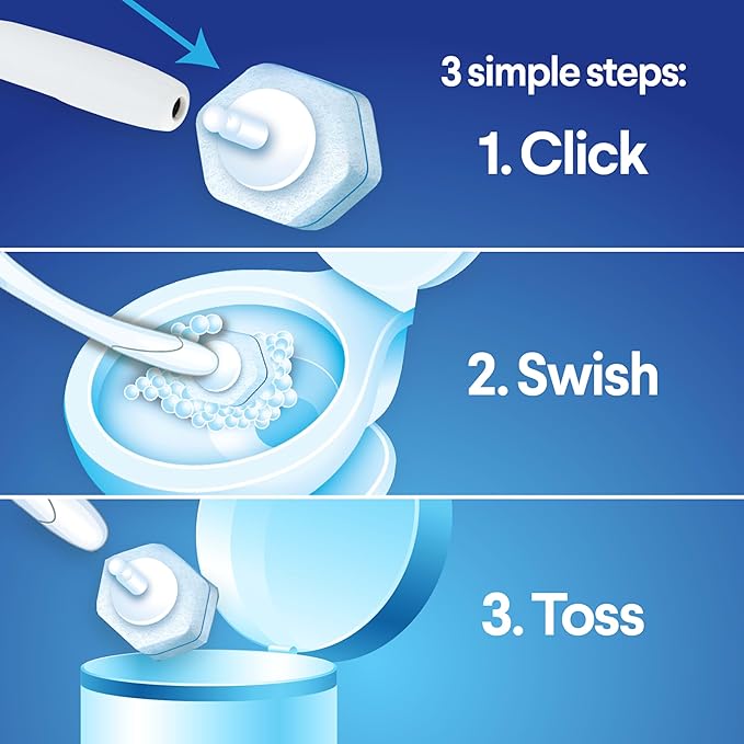 CLOROX ToiletWand Toilet Bowl Cleaner- Toilet Brush,Storage Caddy and 16 Disinfecting Refill Heads,(Pack of 6)