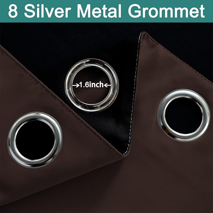 Yakamok Blackout Curtains 72 Inches Long, 2 Thick Layers Grommet Top Thermal