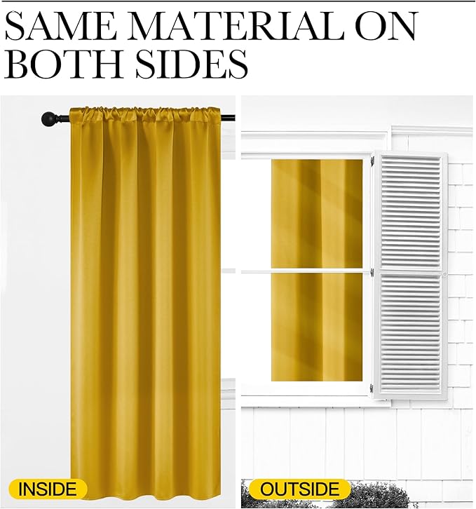 NICETOWN Gold Blackout Cafe Faux Silk Curtains