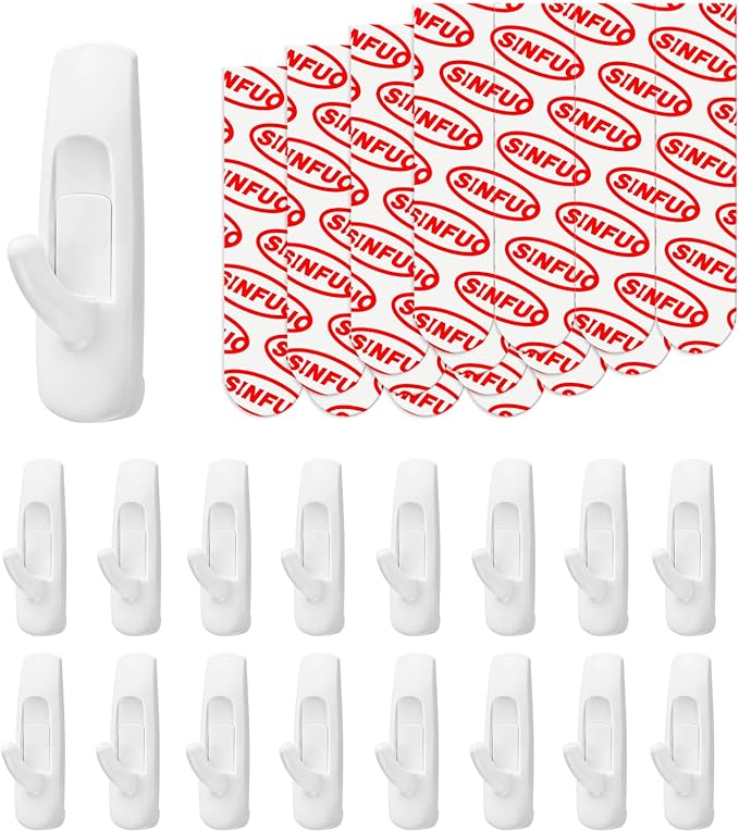 Sinfuo Utility Wall Hooks for Hanging Medium 16 Hooks, Damage Free Hanging Wall