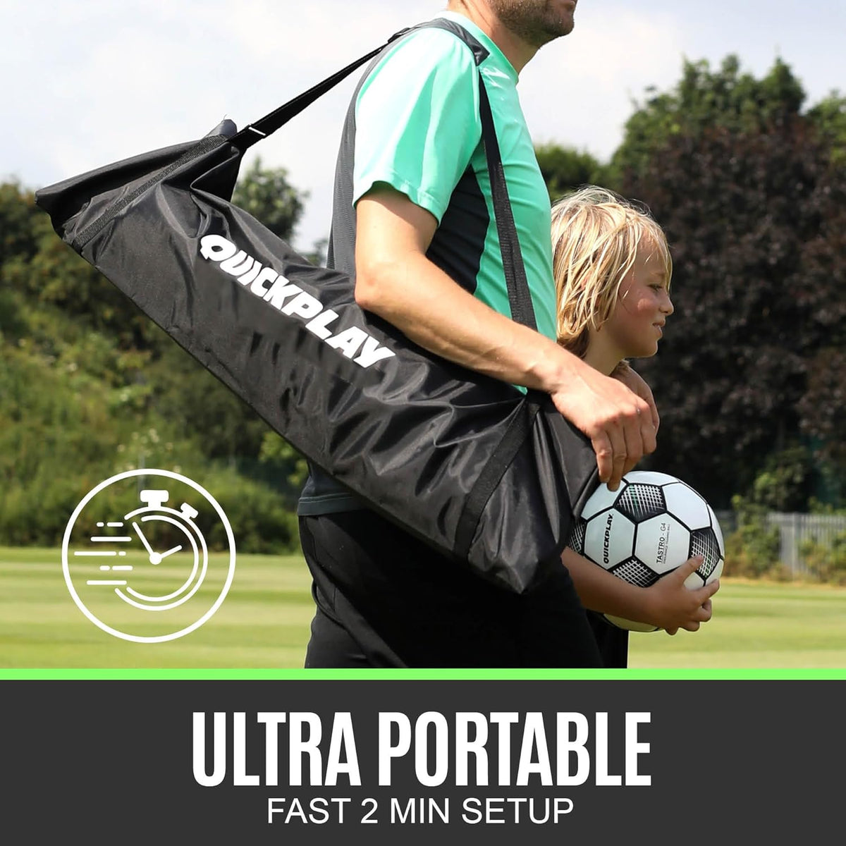 QUICKPLAY Kickster Soccer Goal - Ultra Portable Backyard Net | Quick Setup | Includes Carry Bag | 7 Sizes Available