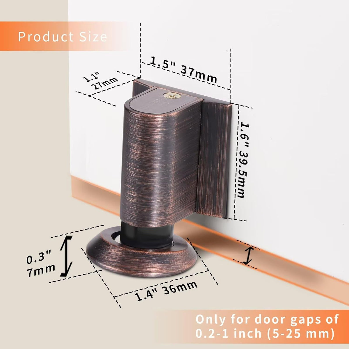 Bak Bo Magnetic Door Stoppers 4 Pack Bottom of Door Holder Keep Door Open No Drilling Magnet Floor Door Stop with Screws and Adhesive Oil Rubbed Bronze DS268ORB-4