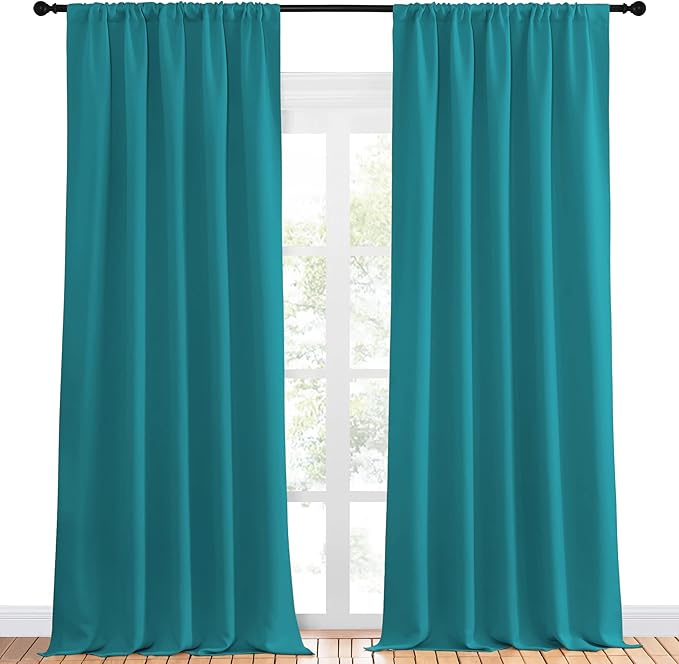 NICETOWN Peacock Blue Blackout Curtains Panels
