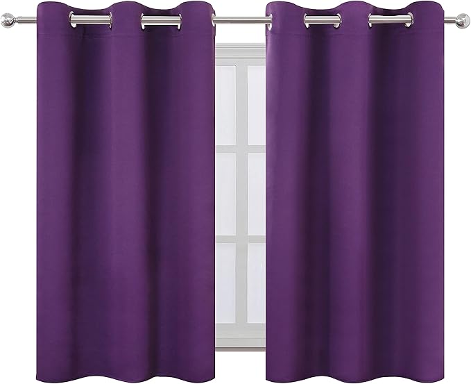 LEMOMO Purple Blackout Curtains 34 x 54 Inch Length/Set of 2 Curtain
