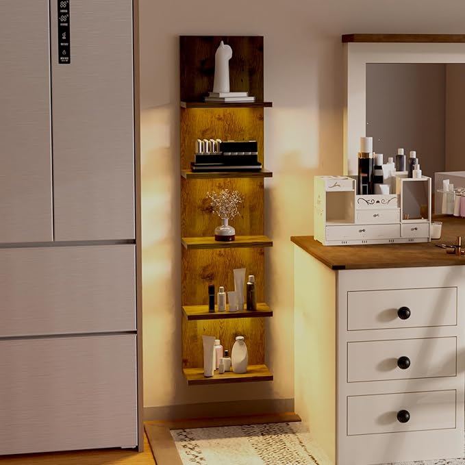 Homaterial 5 Tier Wall Shelf Unit, Modern Vertical Lack Wall Shelves