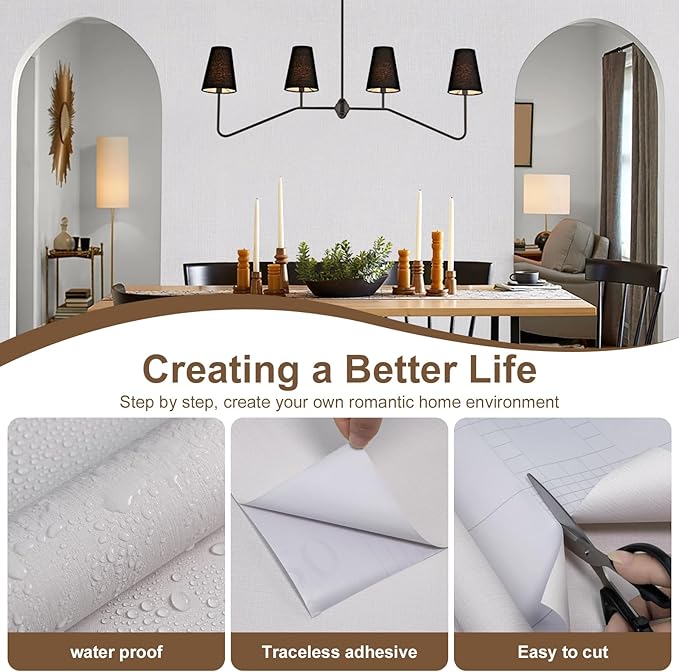 Beige Wallpaper Grasscloth Peel and Stick Wallpaper 15.7"x 118" Fabric Contact