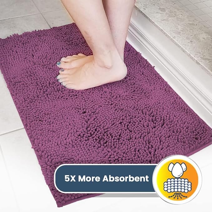 Muddy Mat® | Super Water Absorbent Door Mat Indoor, Microfiber Quick Dry Chenille Entryway Rug,Slip Resistant Front Door Mat,Indoor Mats for Entryway,Machine Washable Pet Rug, Dark Purple 30" x 48"