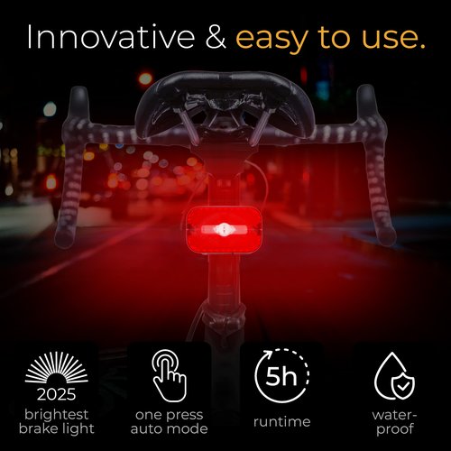 LICHTMEISTER® Bike Tail Light with Reflector and Intelligent Brake Light Function – Rear Bike Light LED – Bicycle Tail Light