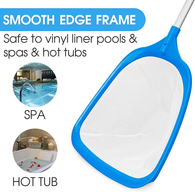 Hot Tub Skimmer Spa Net with 5ft Aluminum Pole Ultra Fine Mesh Net Handy Leaf Skimmer for Small Above Ground Pools Pick Up Fine Debris Lightweight Net