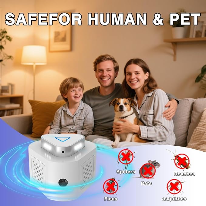 2 Packs Mice Repellent Ultrasonic Plug in Rodent Repeller Indoor, 360° Pest Control Indoor Pest Repellent, Mouse Deterrent for Home, Kitchen, Attic, Garage,4 Mode Switching