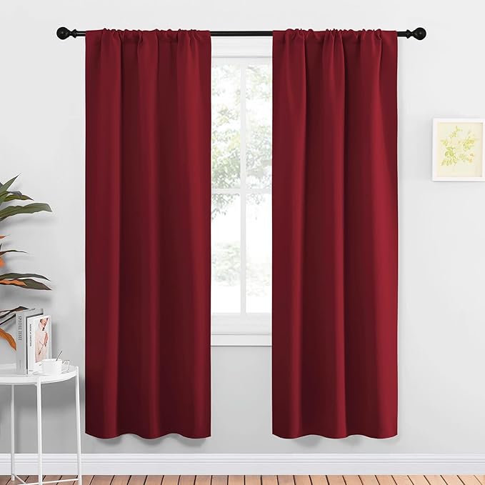 NICETOWN Christmas Burgundy Curtains Blackout Drape Panels