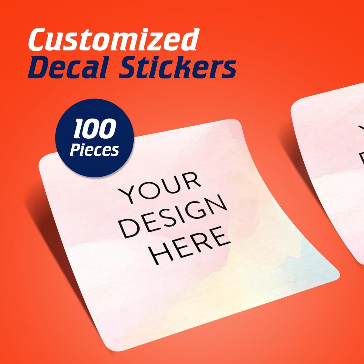 100 Custom Vinyl Stickers - Upload Your own Image, Text, Design, Logo - Personalized Logo Labels for Handmade, Packaging, Bottle, Jars, Candle, Brand Stickers (Watercolor, 1.5x1.5 Square)