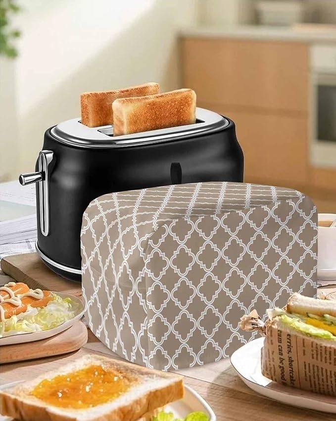 Toaster Cover 2 Slice Moroccan Pattern Toaster Oven Cover with Pockets Beige Dustproof Bakeware Protector Small Kitchen Appliance Dust Covers and Fingerprint Protection for Women