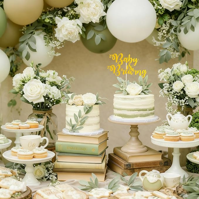Gold Baby is Brewing Cake Topper - Glitter Baby Shower Cake Topper, Gender Reveal, Baby Arrival Announcement Party Cake Decorations
