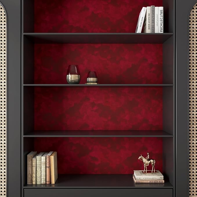 YENHOME 17.7"X393" Dark Red Wallpaper Stick and Peel, Vintage Velvet Wallpaper