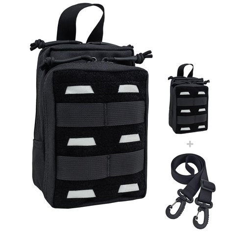 Fyelo Tactical Pouch Water-Resistant Molle Multi Functional EDC Tool Compact Bag with Strap Black/Brown/Green MOLLE Pouches (Black)