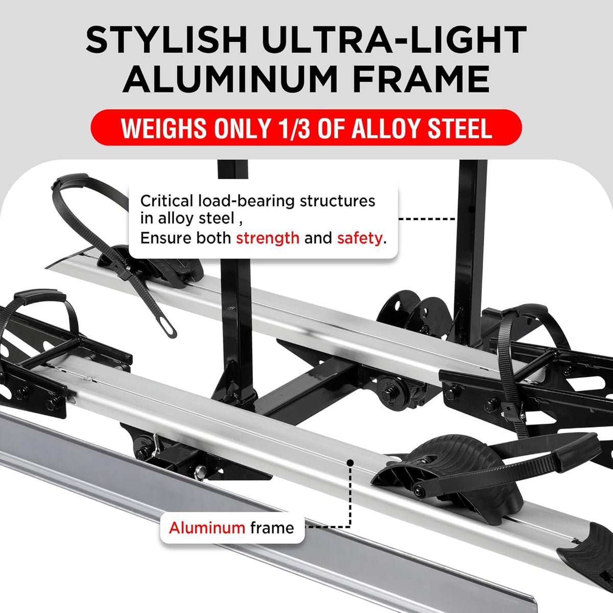 Young Hitch Mount Bike Rack - 200 lbs Capacity for 2 E-Bikes | Fits Cars, SUVs, RVs & Trailers