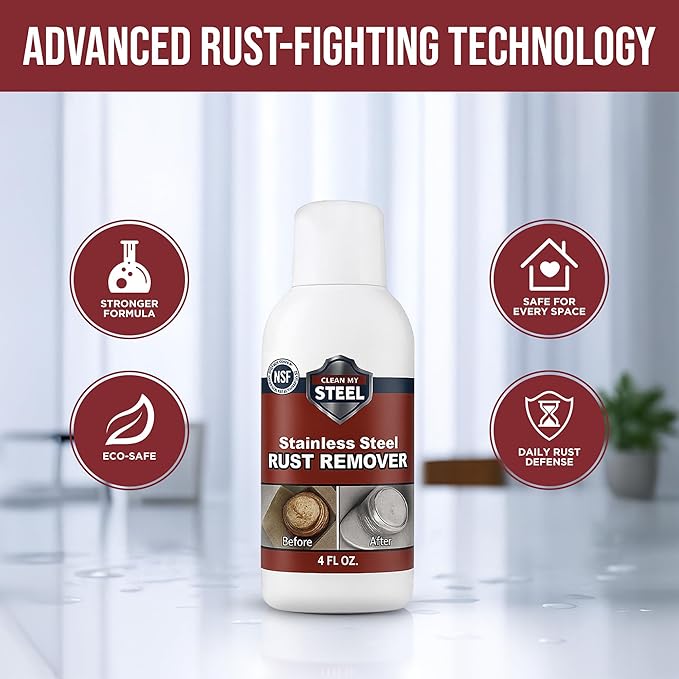 Non-Toxic Stainless Steel Rust Remover & Stain Cleaner - NSF Approved - 4oz