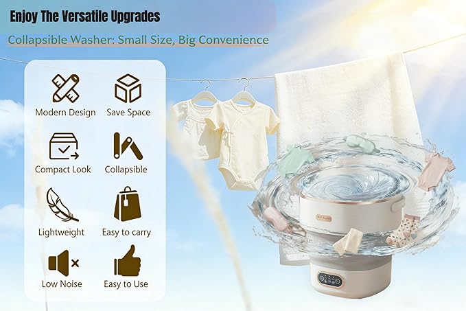 Mini Laundry Machine 16L, Portable Washing Machine and Spinner - Foldable & Compact for Baby Clothes, Underwear, Socks, Ideal for Travel, Dorm, Apartment, Camping