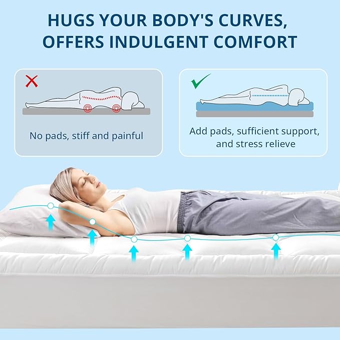 YUGYVOB California King Mattress Topper Extra Thick, Cooling, and Breathable Mattress Pad 8-21" Deep Pocket Soft Down Alternative Fill