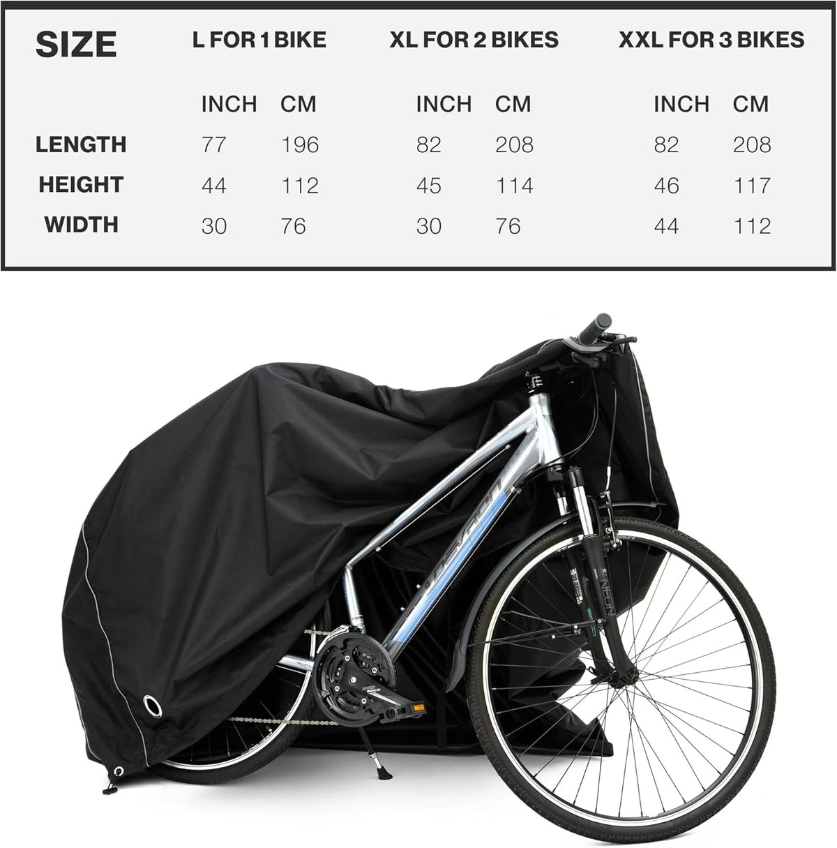 TeamObsidian Bike Cover - Waterproof Outdoor & Indoor Bicycle Storage For 1 to 3 Bikes - Heavy Duty Ripstop 210D Tent Material - Stationary Electric Bike Protection for All Seasons