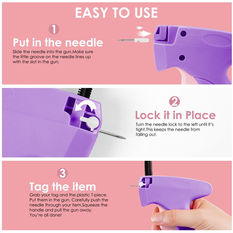 Stitch Gun for Clothes - Handheld Stitch Gun Quick Clothing Fixer - Tagging Gun - Includes 6 Needle, 1000 Black Fasteners & 1000 White Fasteners