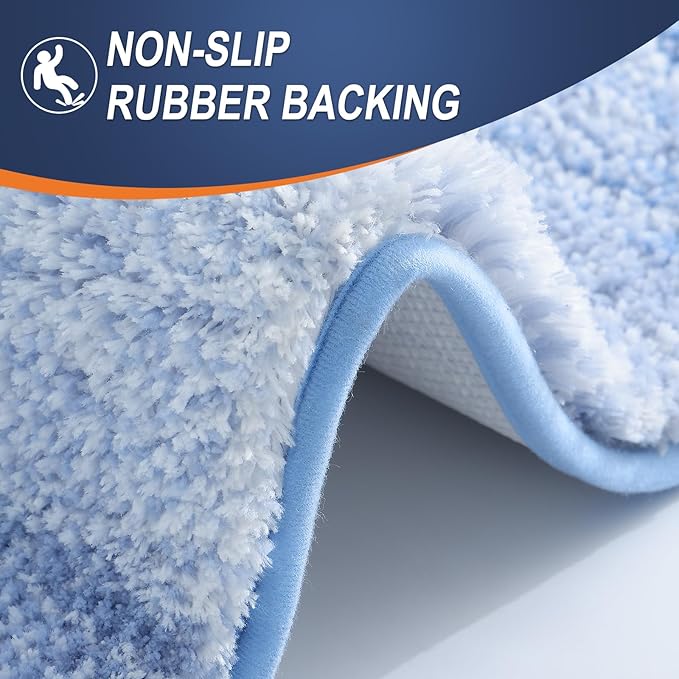 OLANLY Bathroom Rugs Mat 44x24, Extra Soft Absorbent Microfiber Bath Rugs, Rubber Backing, Quick Dry, Machine Washable Bath Mats for Bathroom Floor, Tub and Shower, Home Decor Accessories, Light Blue