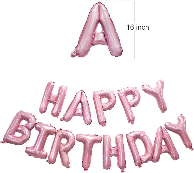 Metallic Pink Happy Birthdays Banner - GREATRIL Party Decorations for Birthdays/Unicorn/Princess/Butterfly Happy Birthdays Letters (Pink)