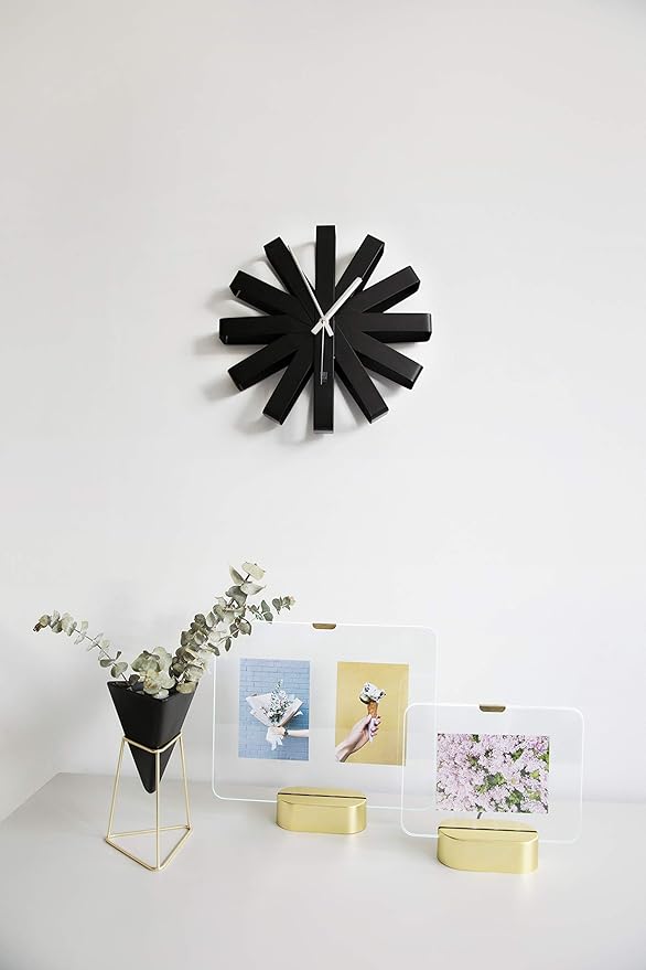 Umbra Ribbon Modern 12" Wall Clock, Silent Non Ticking Battery Operated Quartz